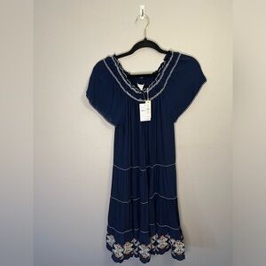 Max Studio Womens Embroidered Off-The-Shoulder Mini Dress Size Small